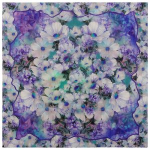 Платок ,115х115 см, голубой, фиолетовый Павловопосадская платочная мануфактура. Цвет: голубой/бирюзовый/фиолетовый