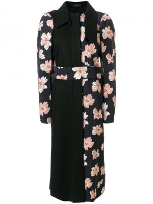 Длинное пальто с цветочным узором Nina Joseph. Цвет: черный