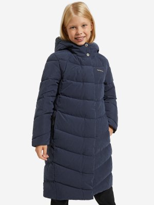 Пальто пуховое для девочек , Синий, размер 140 Merrell. Цвет: синий