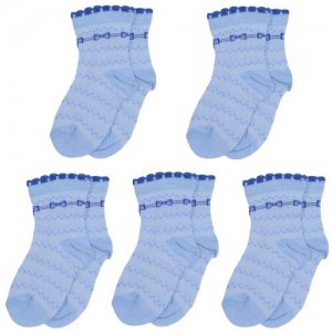 Комплект из 5 пар детских носков LORENZLine голубые, размер 14-16. Цвет: голубой