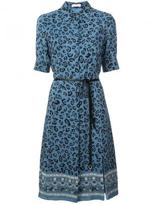 Леопардовое платье-рубашка Altuzarra. Цвет: синий