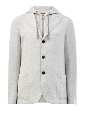 Шерстяной пиджак в стиле casual с капюшоном ELEVENTY. Цвет: серый