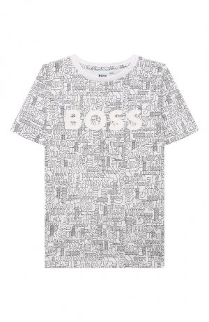 Хлопковая футболка BOSS. Цвет: белый
