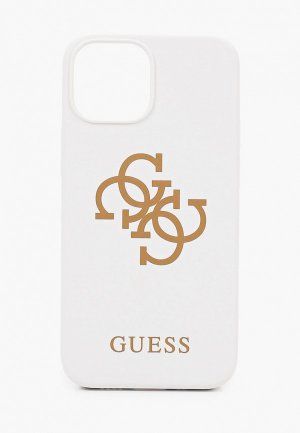 Чехол для iPhone Guess 13 mini, Liquid silicone 4G Big logo Hard White. Цвет: белый