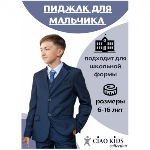 Пиджак для мальчика CK1606 Ciao Kids collection 6 лет. Цвет: синий