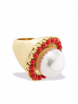 Кольцо с жемчугом Oscar de la Renta. Цвет: золотистый