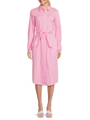 Платье-рубашка в полоску Veronica с поясом , цвет Pink White Derek Lam 10 Crosby