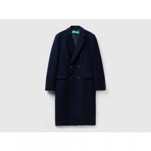 Пальто , размер 52, синий UNITED COLORS OF BENETTON. Цвет: синий