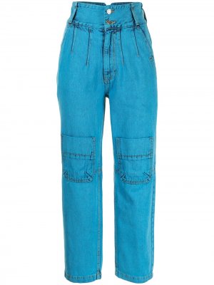 Укороченные джинсы с завышенной талией SJYP. Цвет: синий