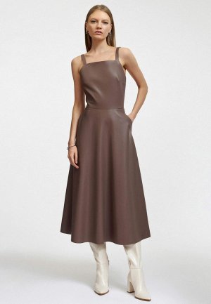 Платье Charuel ECO LEATHER DRESS WITHOUT SLEEVES. Цвет: коричневый