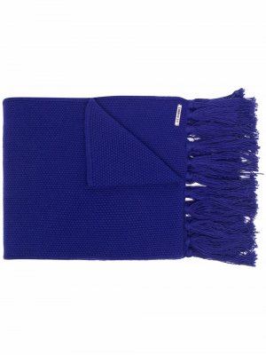 Шерстяной шарф с бахромой Les Hommes. Цвет: синий
