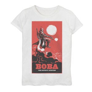 Футболка красного цвета с изображением плаката Бобы «Книга Фетта» для девочек 7–16 лет , белый Star Wars