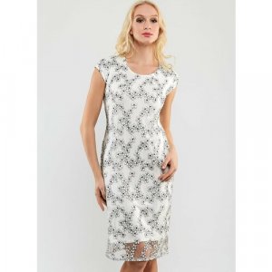 Платье, размер 44, белый TOP DESIGN. Цвет: белый/серебристый