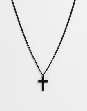 Черное ожерелье с подвеской-крестиком в университетском стиле -Черный Icon Brand