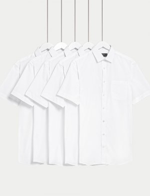5 пар приталенных рубашек с короткими рукавами , белый Marks & Spencer