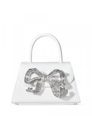 Кожаная сумка Mini Diamante с бантом , цвет White Self-Portrait