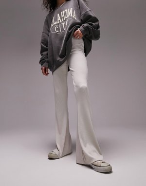 Белые брюки в рубчик с расклешенными рукавами премиум-класса Topshop