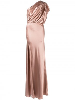 Платье асимметричного кроя с открытой спиной Michelle Mason. Цвет: розовый