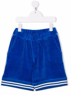 Stripe-trimmed velvet shorts Moncler Enfant. Цвет: синий