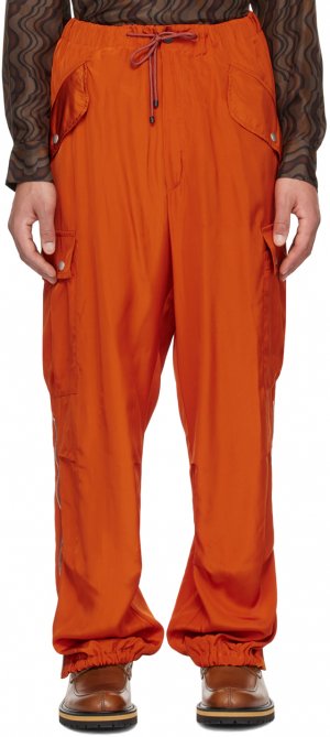 Оранжевые брюки карго на кулиске Dries Van Noten