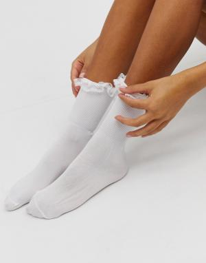 Белые носки с оборками -Белый Gipsy