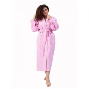Халат женский банный Регина ,халат домашний для бани ,вафельный ,большой размер Вакас-текстиль. Цвет: розовый