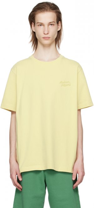 Желтая футболка с рукописным вводом Maison Kitsune Kitsuné