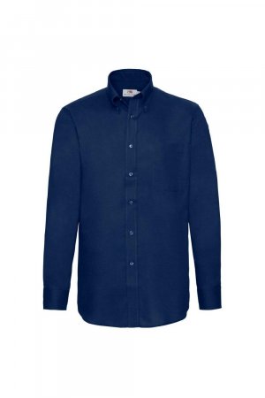 Оксфордская рубашка с длинным рукавом , темно-синий Fruit of the Loom