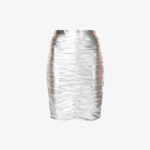 Юбка миди из эластичной ткани со сборками и металлизированной отделкой , серебряный Amy Lynn