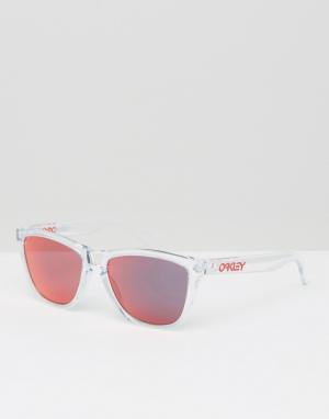 Солнцезащитные очки в квадратной оправе с зеркальными стеклами Oakley. Цвет: прозрачный