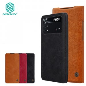 Роскошный чехол для телефона из искусственной кожи QIN Xiaomi Poco M4 Pro 4G, защитный откидной с держателем карт NILLKIN