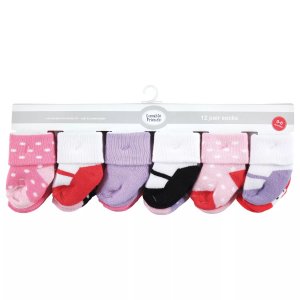 Махровые носки для новорожденных и малышей, кораллово-сиреневый Mary Janes, 12 шт. Luvable Friends