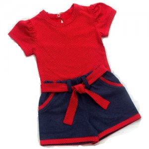 Шорты и футболка для девочки/комплект девочки в детский сад/костюм /рост 104 АЛИСА. Цвет: синий/красный