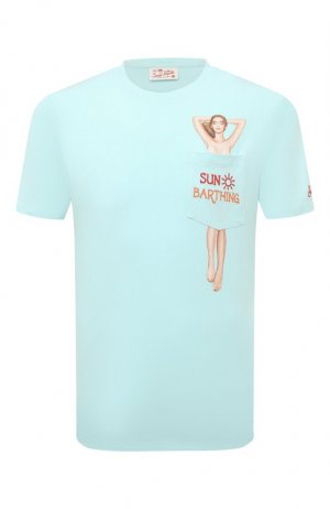 Хлопковая футболка MC2 Saint Barth. Цвет: голубой
