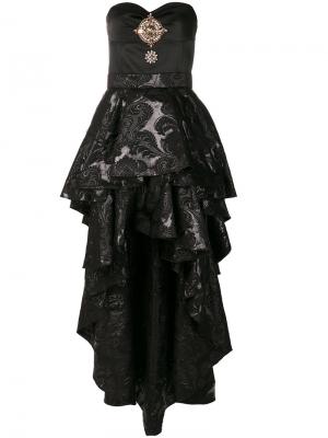 Платье-бюстье с двухслойной юбкой Christian Pellizzari. Цвет: черный