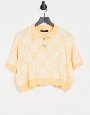 Трикотажный свитер-жилет с леопардовым принтом в контрастный рубчик -Коричневый цвет Daisy Street