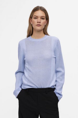 Вязаный свитер с круглым вырезом , синий Object