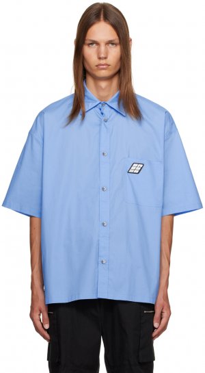 Синяя рубашка с раздвинутым воротником AMBUSH