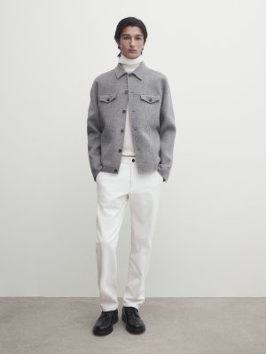 Вельветовые брюки чинос зауженного кроя , белый Massimo Dutti