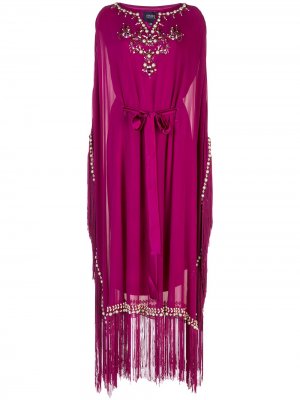Декорированное платье-кафтан Marchesa Notte. Цвет: фиолетовый