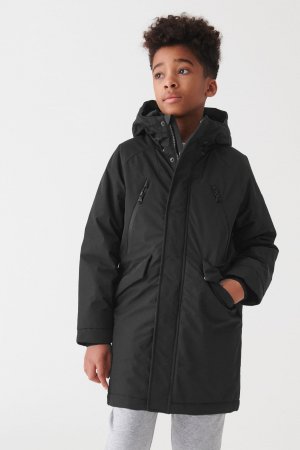 Непромокаемая парка-пальто с капюшоном из искусственного меха , черный Next