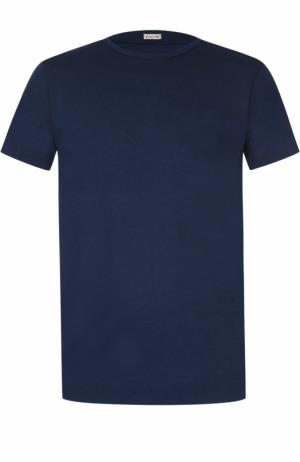 Хлопковая футболка с круглым вырезом Caruso. Цвет: темно-синий