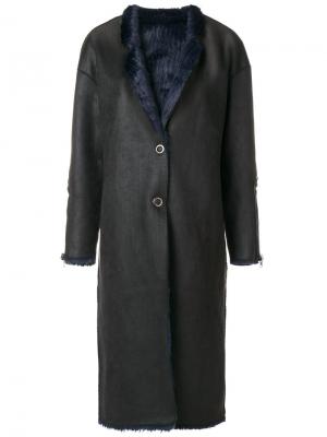 Пальто с подкладкой из искусственного меха Urbancode. Цвет: синий