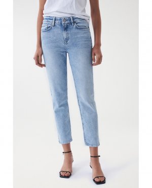 Женские укороченные прямые джинсы с высокой посадкой , светло-синий Salsa Jeans