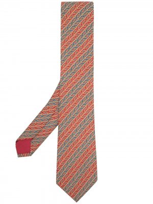 Жаккардовый галстук 2000-х годов Hermès. Цвет: красный