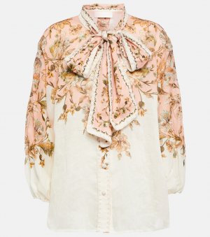 Блузка рами из ситца с завязками на горловине и цветочным принтом ZIMMERMANN, разноцветный Zimmermann