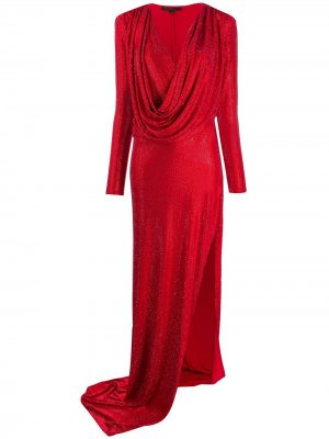 Платье с запахом и длинным рукавами Philipp Plein. Цвет: красный