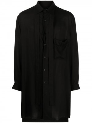Длинная рубашка оверсайз с завязками Yohji Yamamoto. Цвет: черный