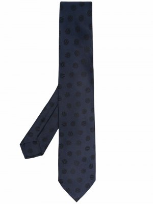 Шелковый галстук с вышивкой в горох Barba. Цвет: синий