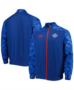 Мужская голубая предматчевая тренировочная куртка реглан с молнией во всю длину для национальной сборной исландии Puma, светло-синий PUMA